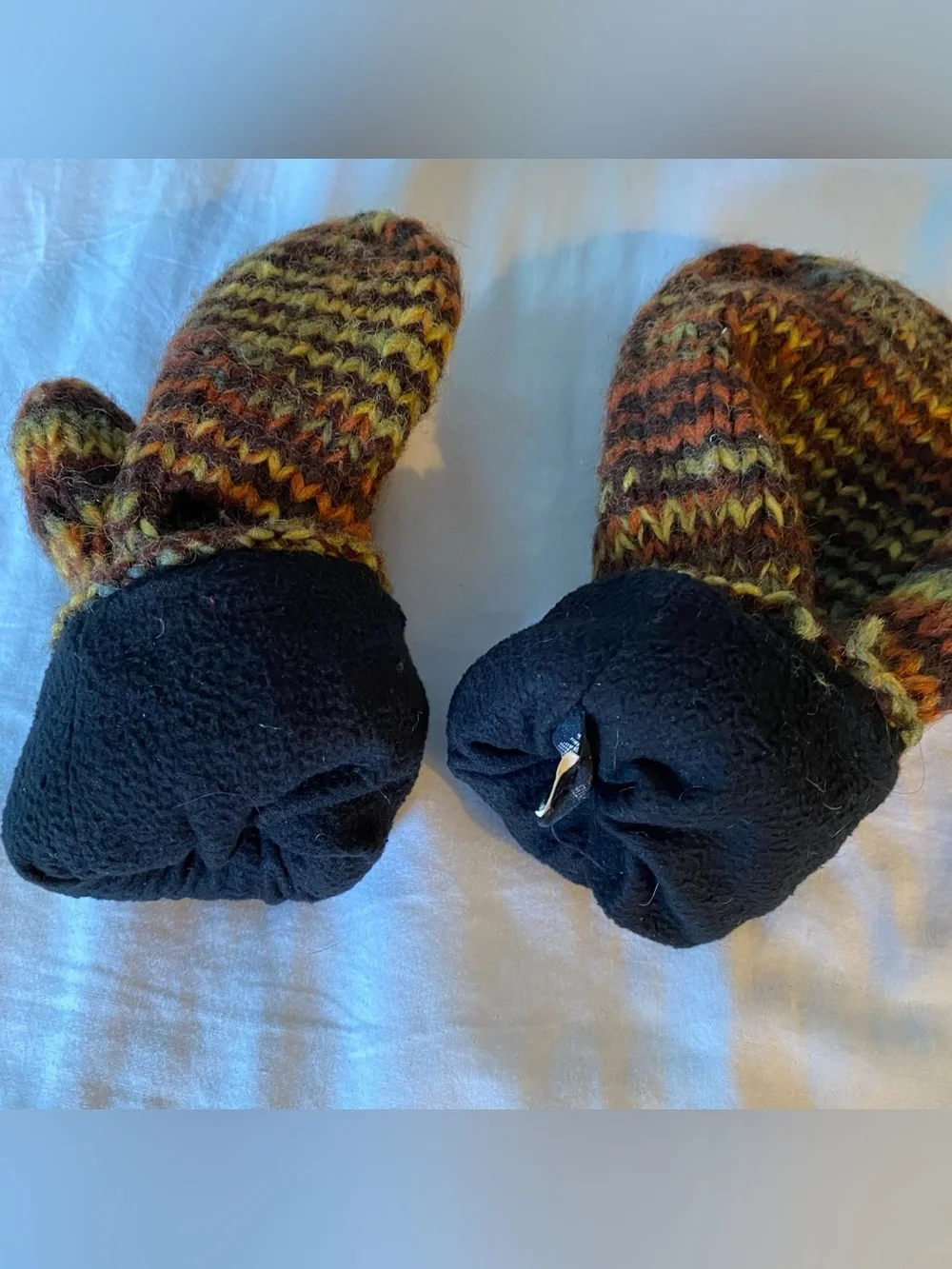 Ganesh Himal Trading Co womens m Hand Knit Mittens 100% Wool Brown Made In Nepal